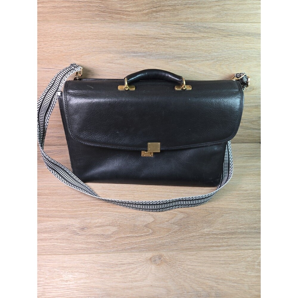 Jack George’s briefcase, laptop bag, messenger bag, Black Leather. made in USA